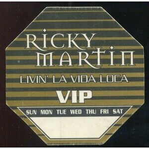 Vintage 1999 Ricky Martin Backstage Pass VIP Livin La Vida Loca